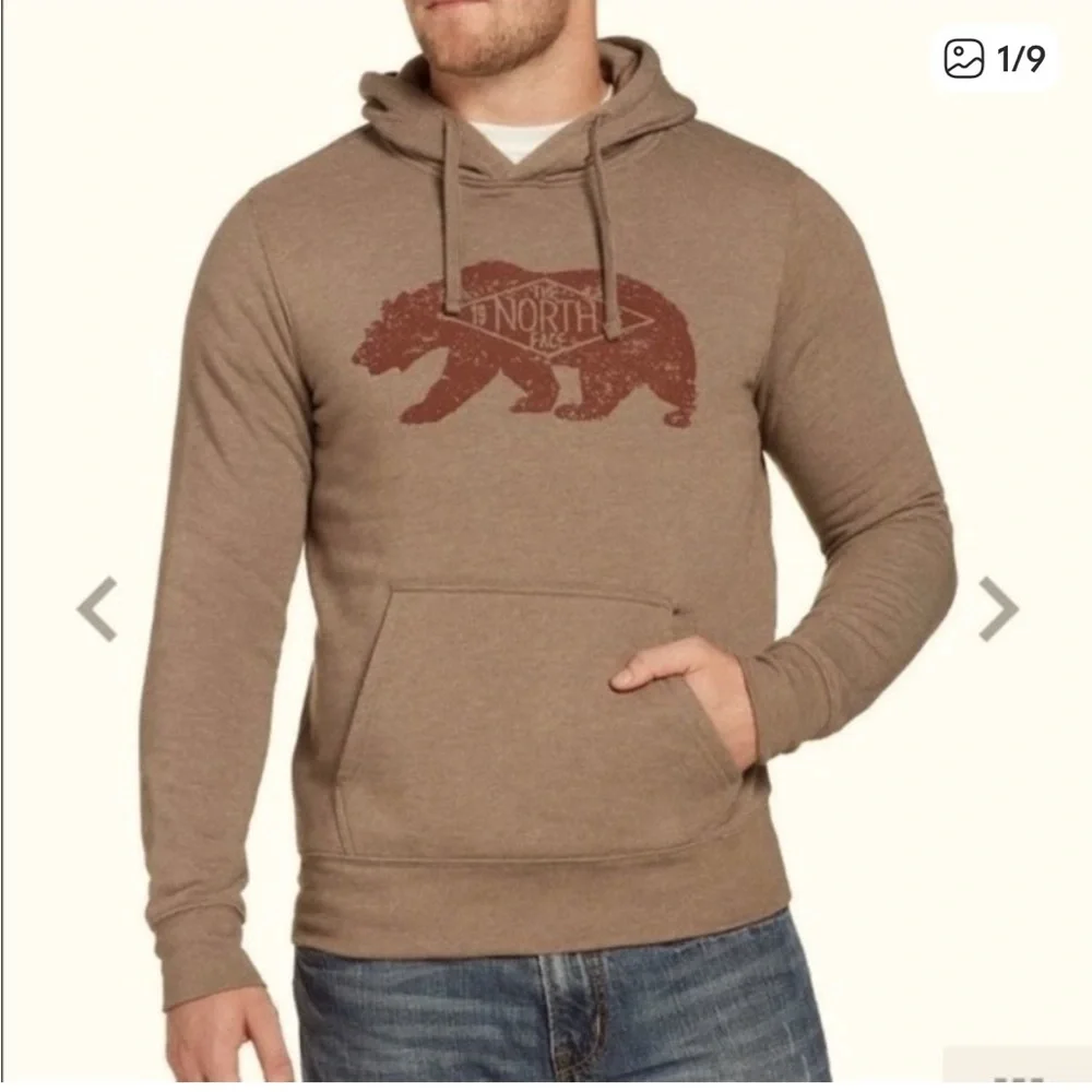 The North Face Tan Hoodie with Bear Design
